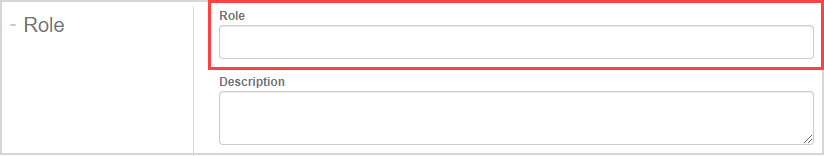 On the Edit Roles page to the right of the Role heading, the Role text field is highlighted.